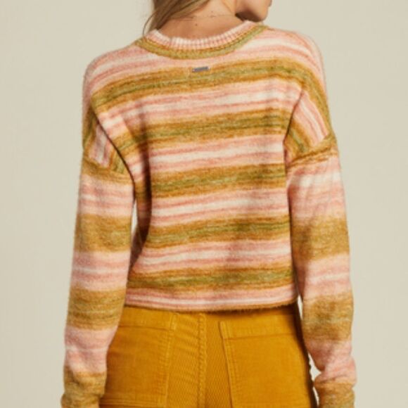 BILLABONG SO Charmed Striped Cropped Sweater Size Large - Picture 10 of 11
